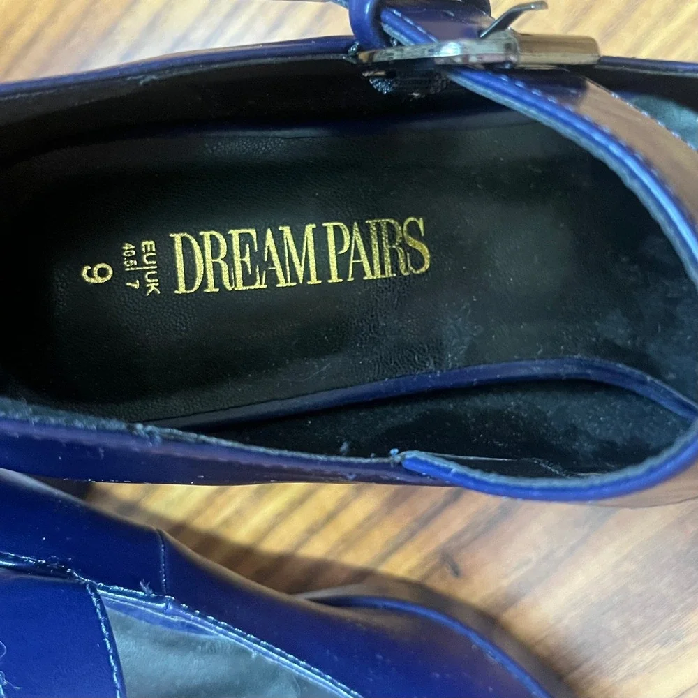 Dream Pairs Navy Blue Square Toe Chunky Heel‎ Mary Jane Platform Shoes Size 9